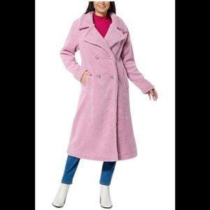 G by Giuliana Black Label Double Breasted Teddy Coat Lilac Pink - Petite